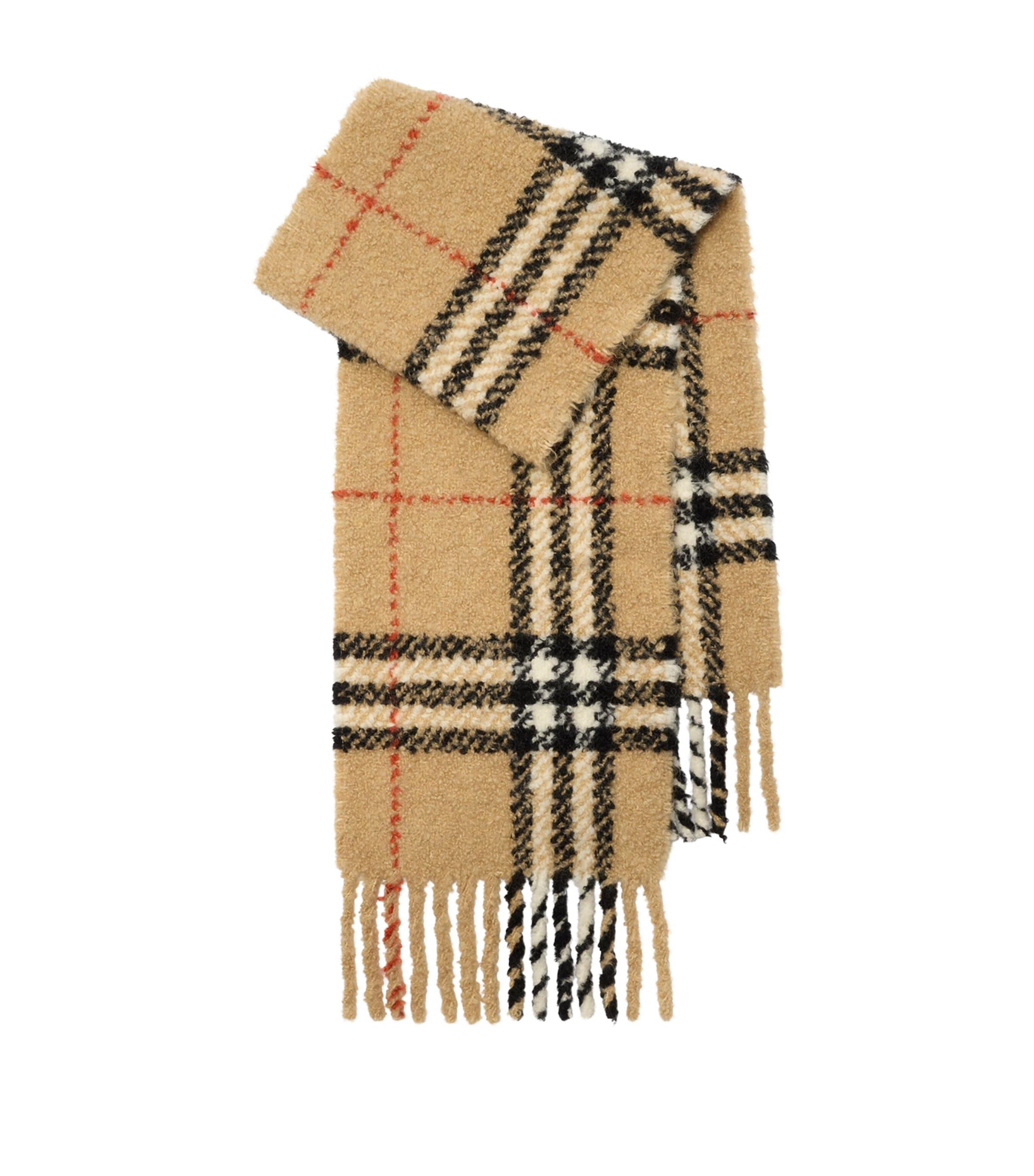 Burberry Alpaca-Wool Bouclé Check Scarf by BURBERRY