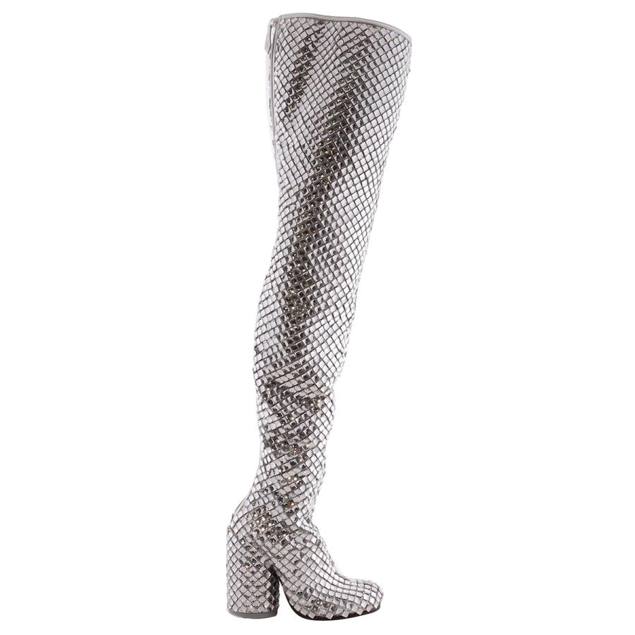 Burberry Anita Over-The-Knee 110 mm Heel Boot in Silver/Crystal by BURBERRY