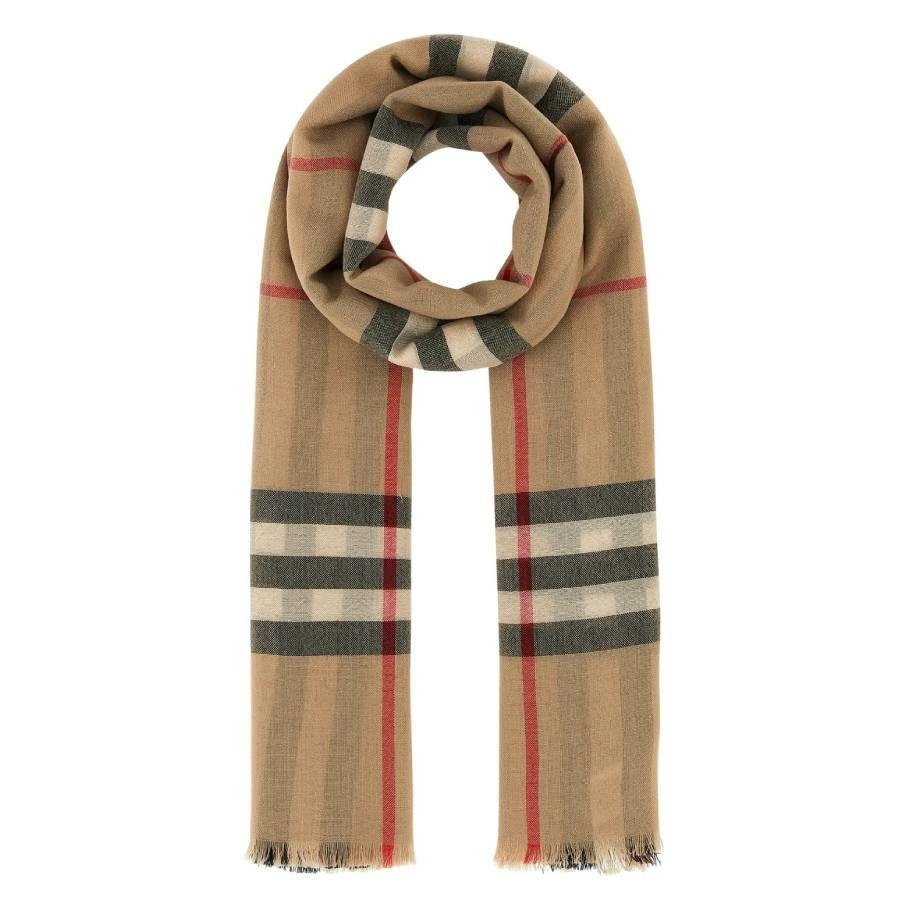 Burberry Archive Beige Check Wool Fringed Scarf by BURBERRY