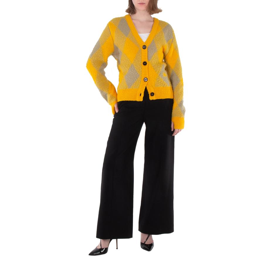 Burberry Argyle Diamond Patterned Rib Trim Cardigan by BURBERRY