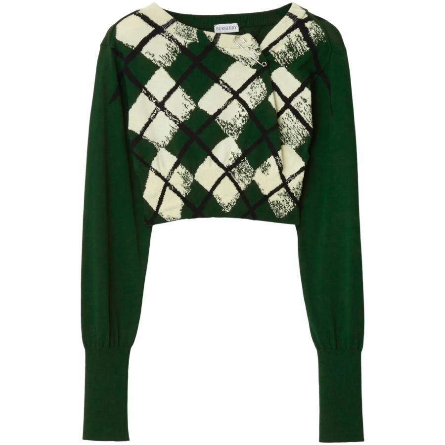 Burberry Argyle Fine-Knit Cropped Sweater by BURBERRY