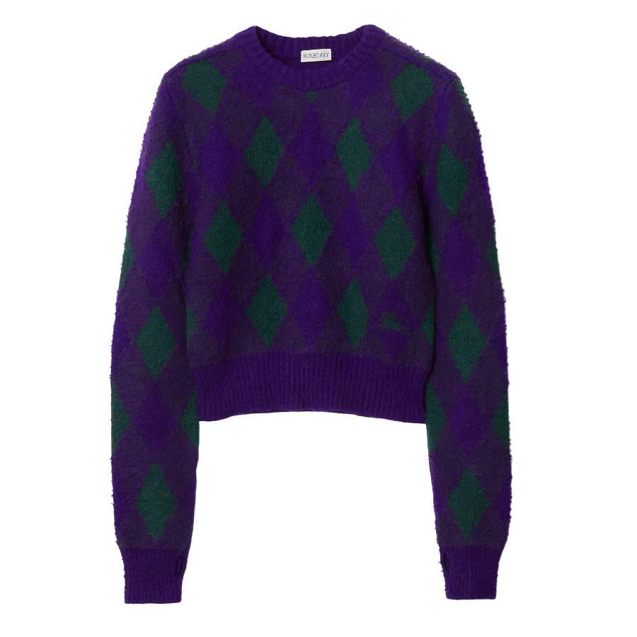 Burberry Argyle-Knit Long Sleeve Cropped Jumper by BURBERRY