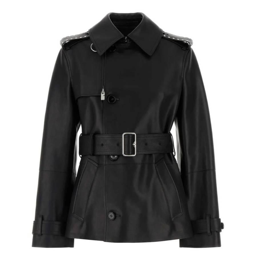 Burberry Belted Leather Trench Jacket by BURBERRY