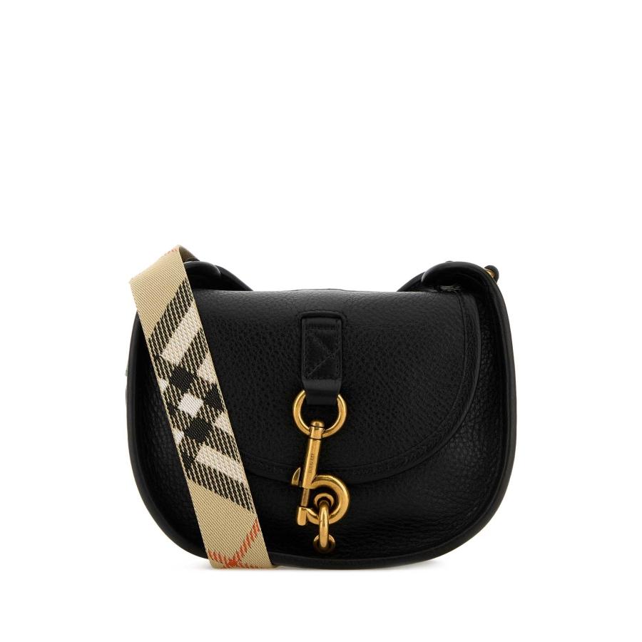Burberry Black Leather Mini Messenger B Clip Crossbody Bag by BURBERRY
