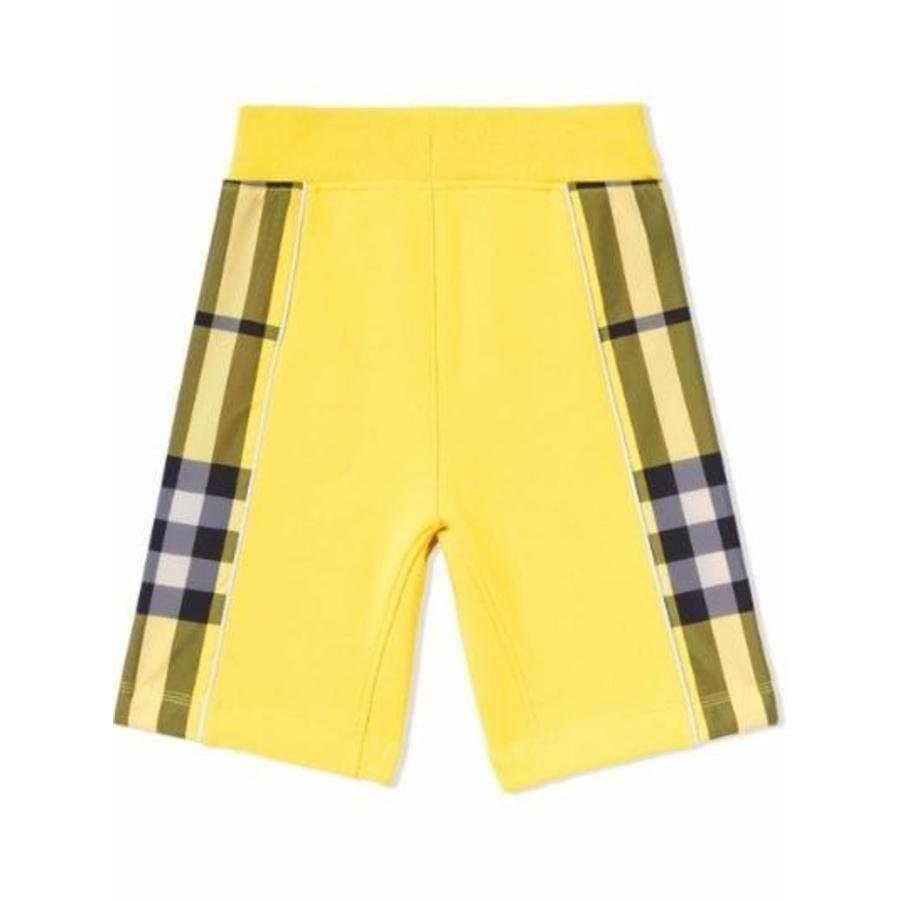 Burberry Boys Acid Yellow Check Graham Cotton Track Shorts by BURBERRY