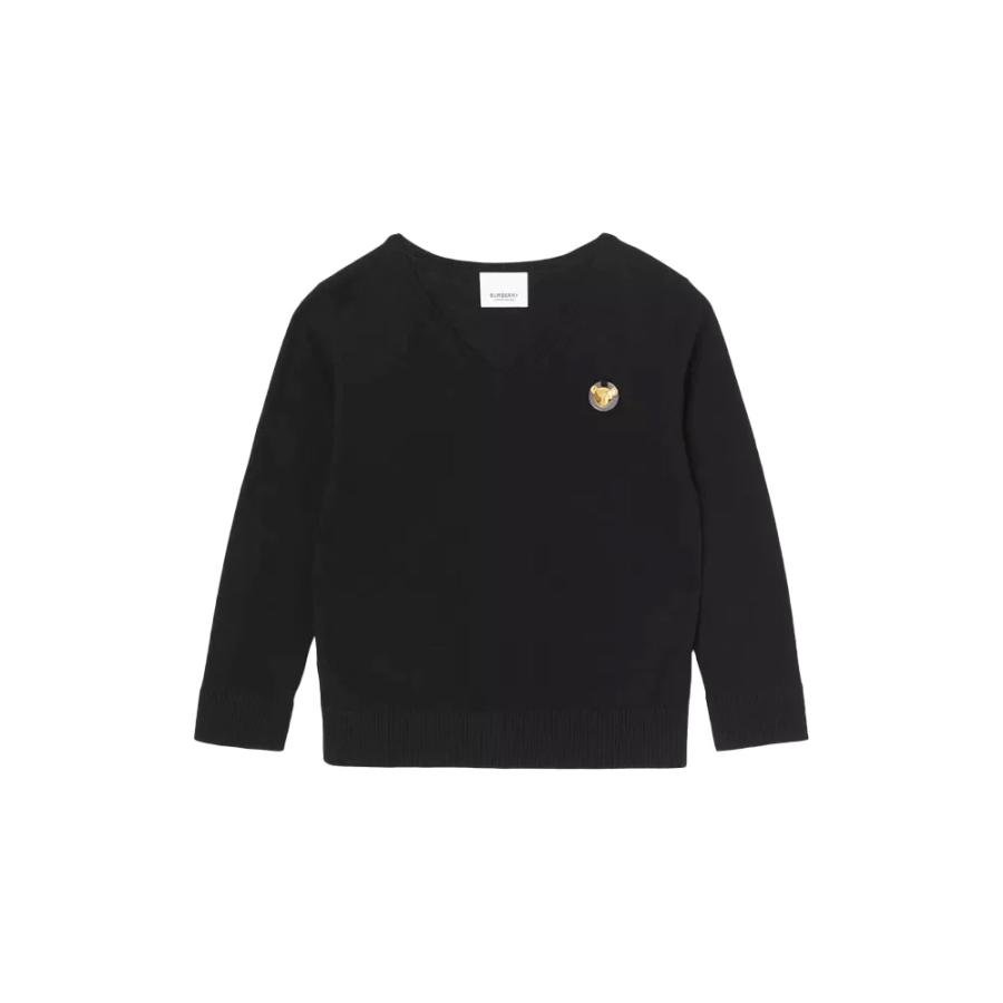 Burberry Boys Black Thomas Bear Motif Cashmere Cotton Sweater by BURBERRY