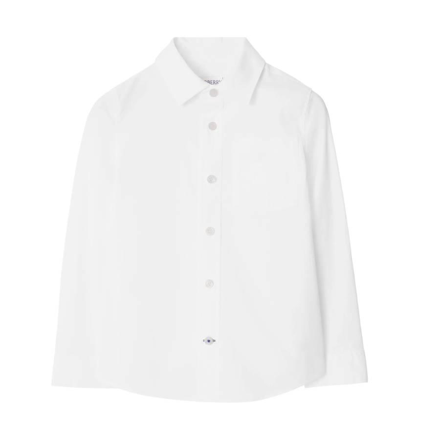 Burberry Boys Owen White Cotton-Blend Button-Down Shirt by BURBERRY