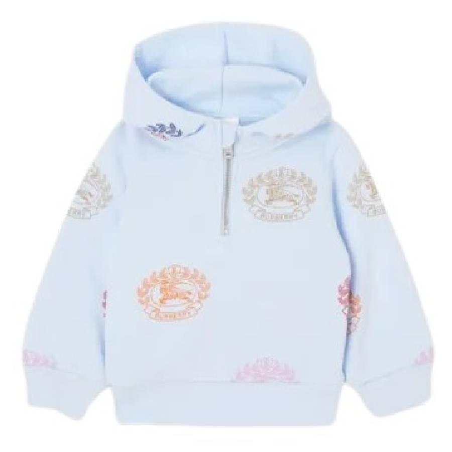 Burberry Boys Sidney Pale Blue Equestrian Knight Print Cotton Hoodie by BURBERRY