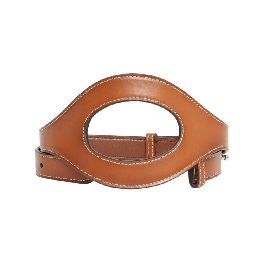 Burberry Briar Brown Leather Cut-Out Detail Belt by BURBERRY