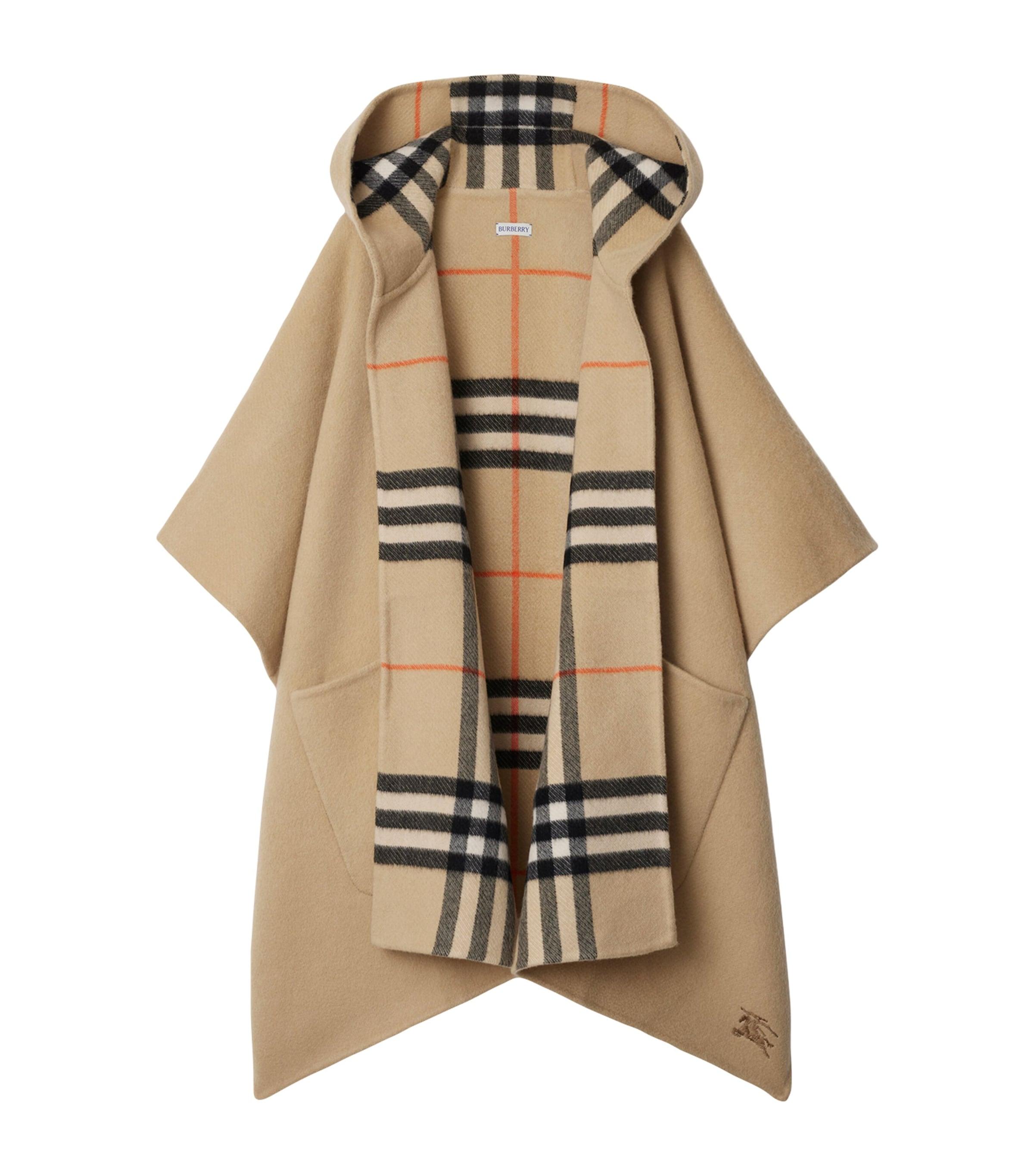 Burberry Cashmere Reversible Check Hooded Cape by BURBERRY