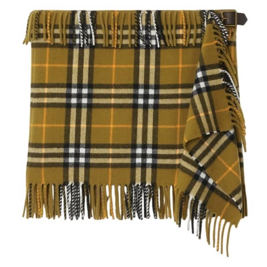 Burberry Check Fringed Mini Scarf Skirt by BURBERRY