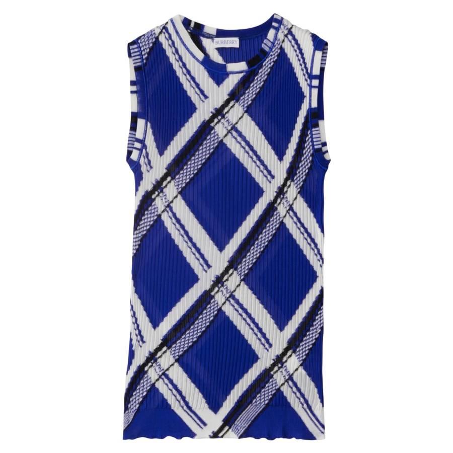 Burberry Check Jacquard-Knitted Silk Vest by BURBERRY