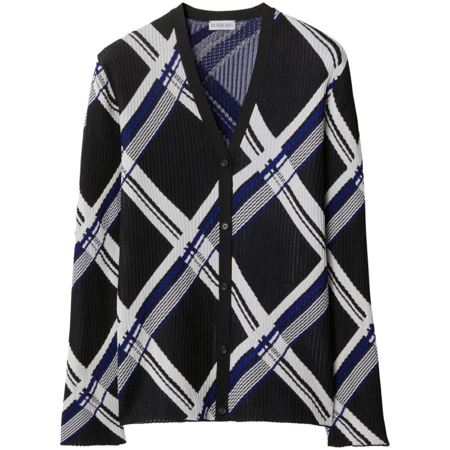 Burberry Check-Jacquard V-Neck Silk Cardigan by BURBERRY