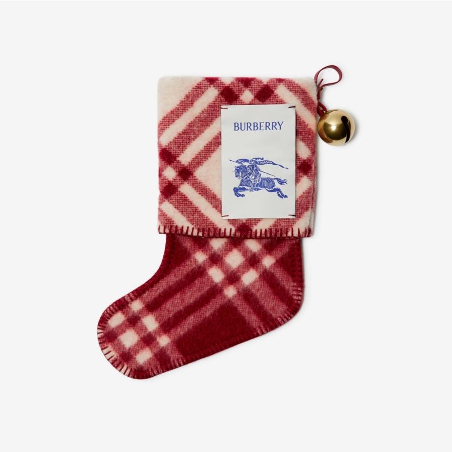 Burberry Check-Pattern Applique Logo Wool Stocking by BURBERRY