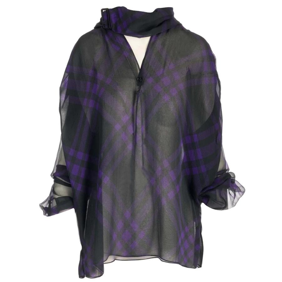 Burberry Check Pattern Silk Blouse by BURBERRY