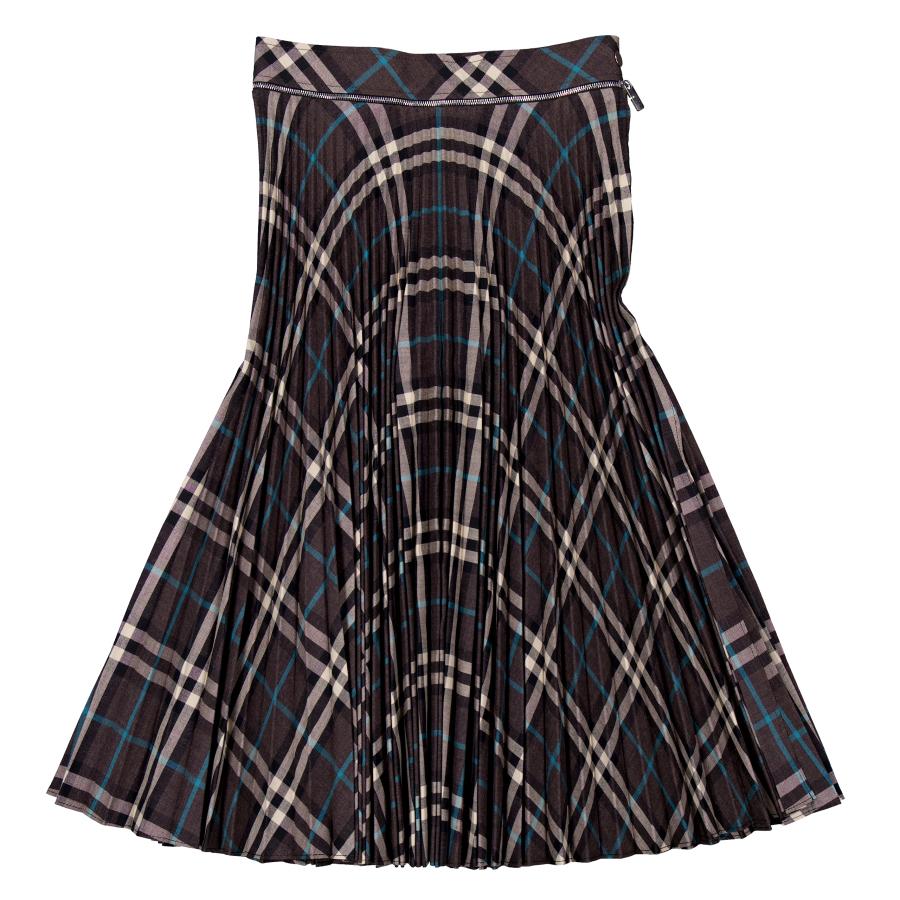 Burberry Check Pleated Midi Skirt by BURBERRY