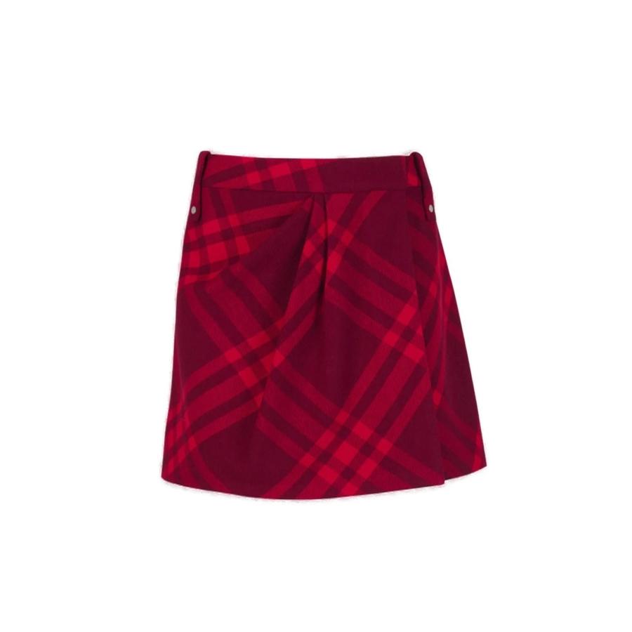 Burberry Check Pleated Wool Mini Skirt by BURBERRY