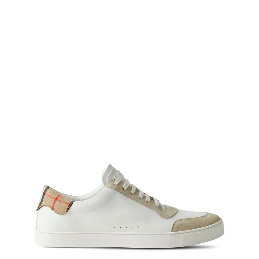 Burberry Check Print Lace-Up Leather Sneakers by BURBERRY
