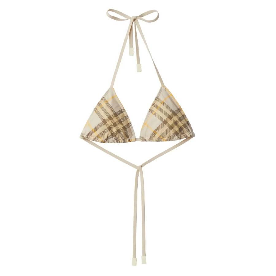 Burberry Check-Printed Halterneck Bikini Top by BURBERRY