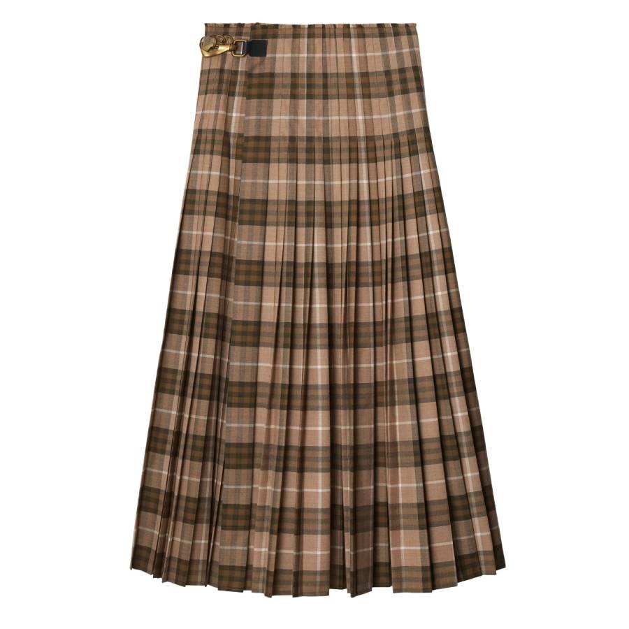 Burberry Check Wool-Blend Maxi Kilt by BURBERRY