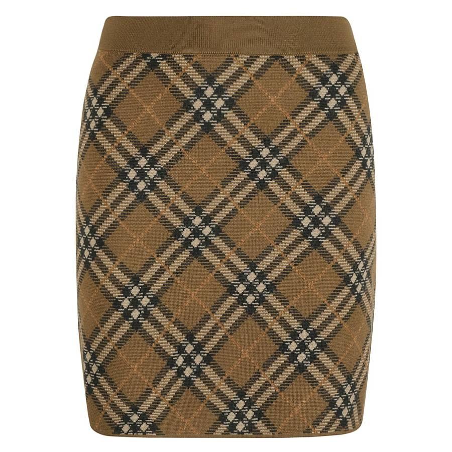 Burberry Check Wool Blend Mini Skirt by BURBERRY