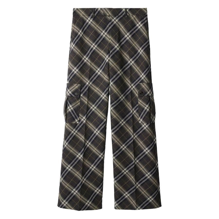 Burberry Check Wool Tailored Trousers by BURBERRY