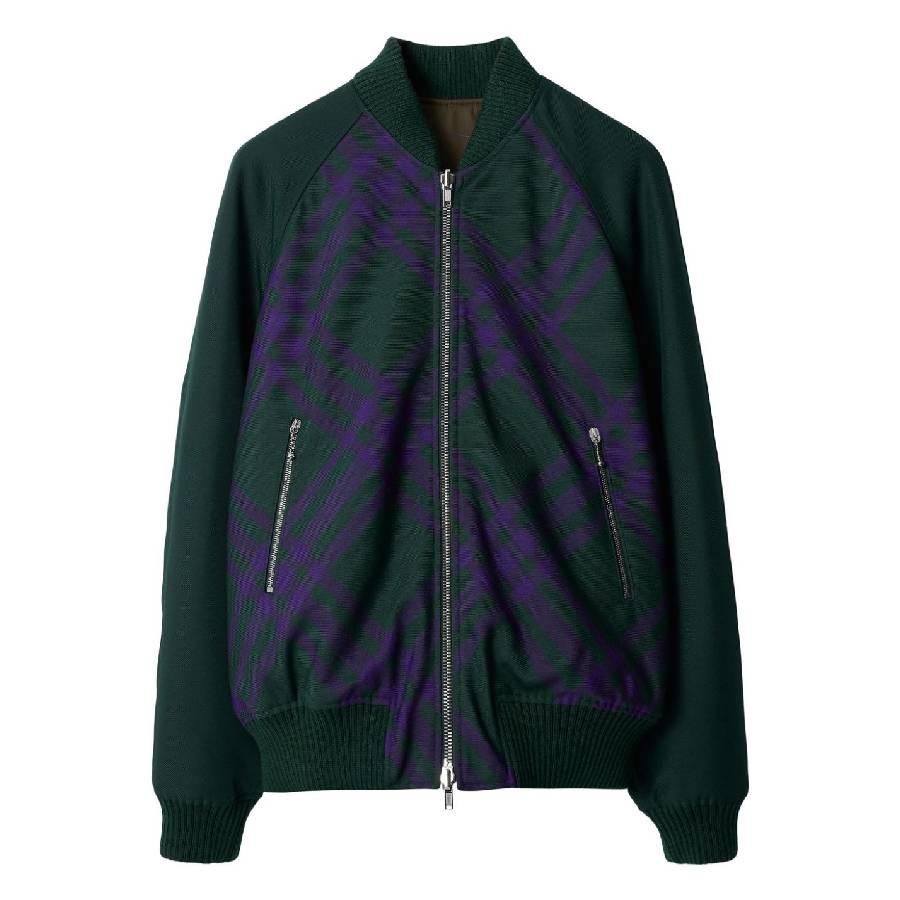 Burberry Checked Reversible Bomber Jacket With Zipper by BURBERRY