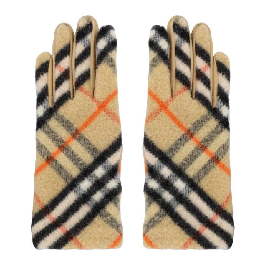 Burberry Checkered Panel Wool Gloves by BURBERRY