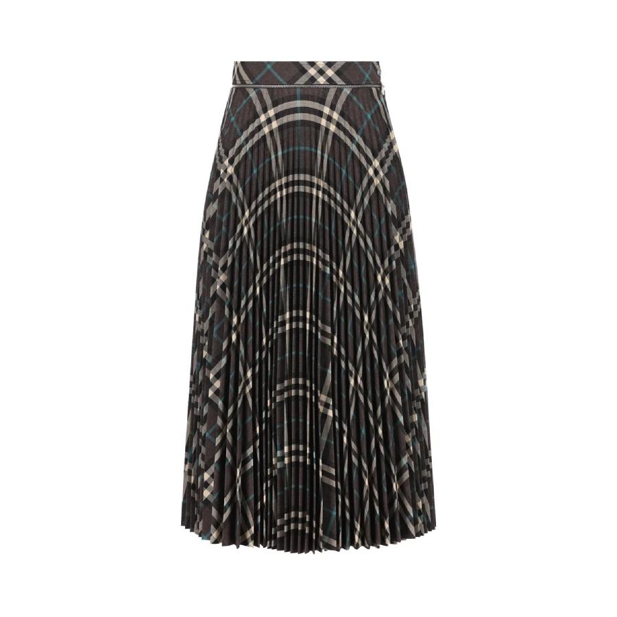 Burberry Checkered Pleated Zip-Detailed Wool Skirt by BURBERRY