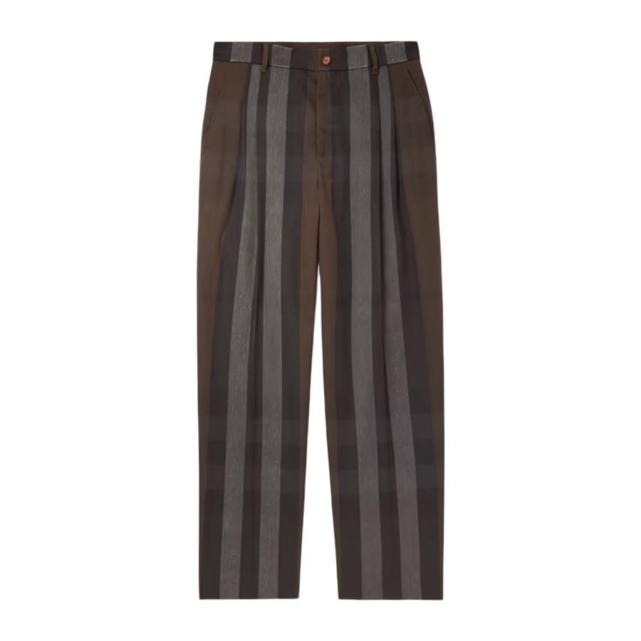 Burberry Cotton Blend Check Tailored Trousers by BURBERRY