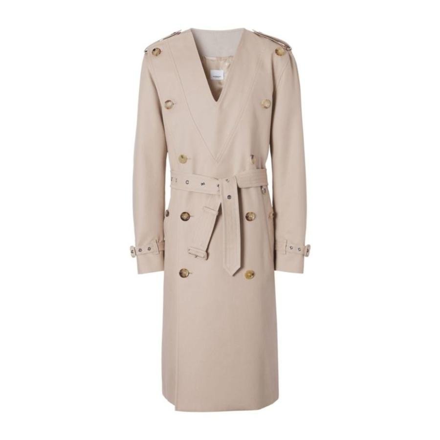 Burberry Cotton Gabardine V-neck Trench Coat In Soft Fawn by BURBERRY