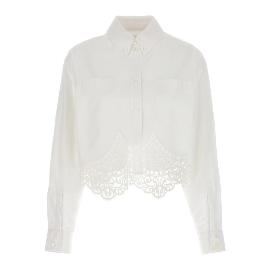 Burberry Cropped Macrame-Lace Shirt by BURBERRY