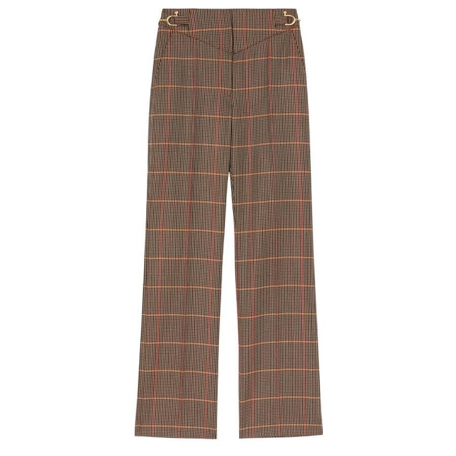 Burberry Dark Brown Check Lovisa Wool-Blend Pants by BURBERRY