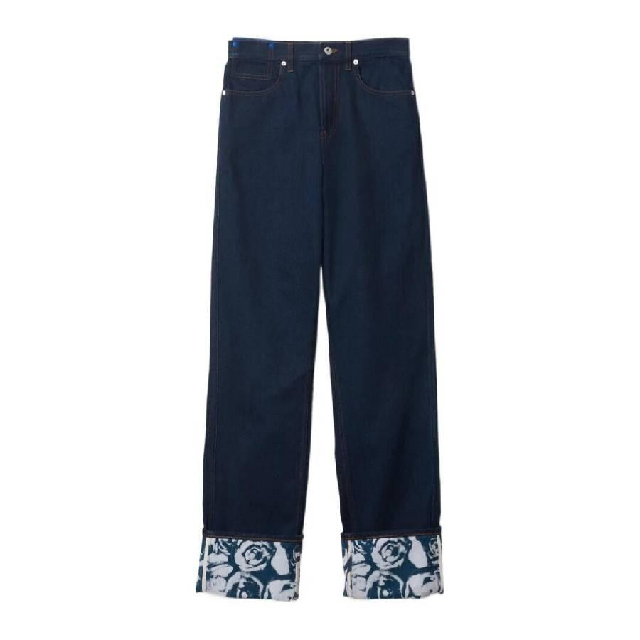 Burberry Denim Rose Print Straight Leg Boyfriend Jeans by BURBERRY
