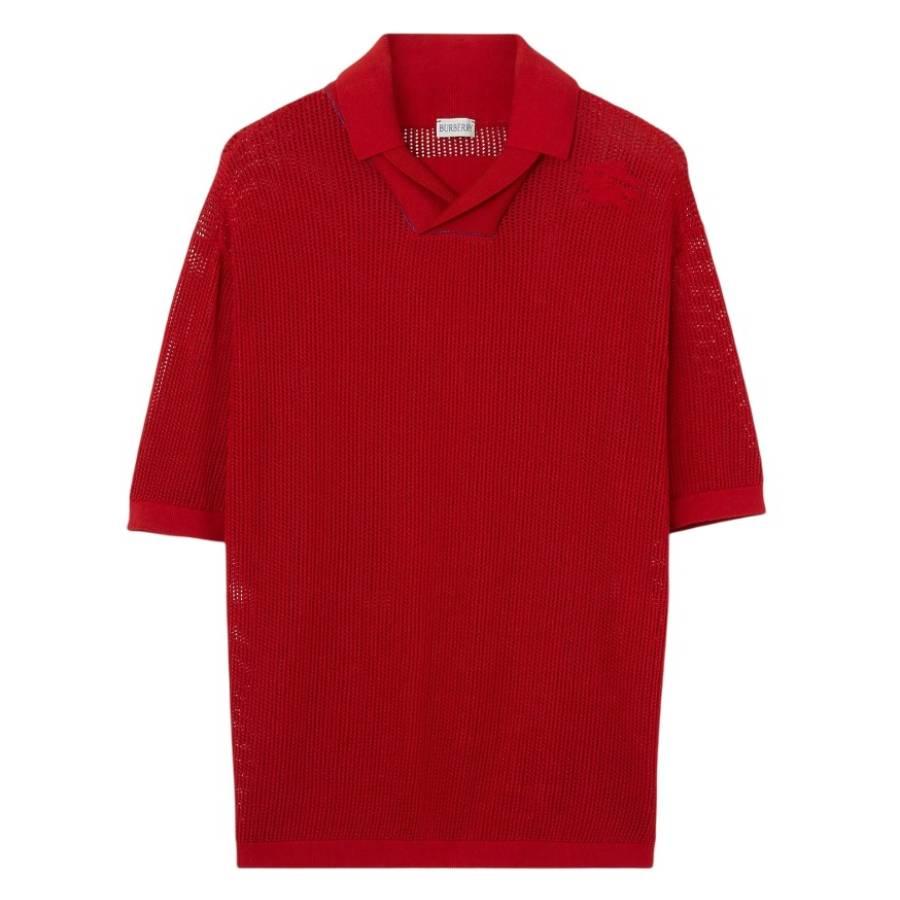 Burberry EKD Silk Cotton Mesh Polo Shirt by BURBERRY