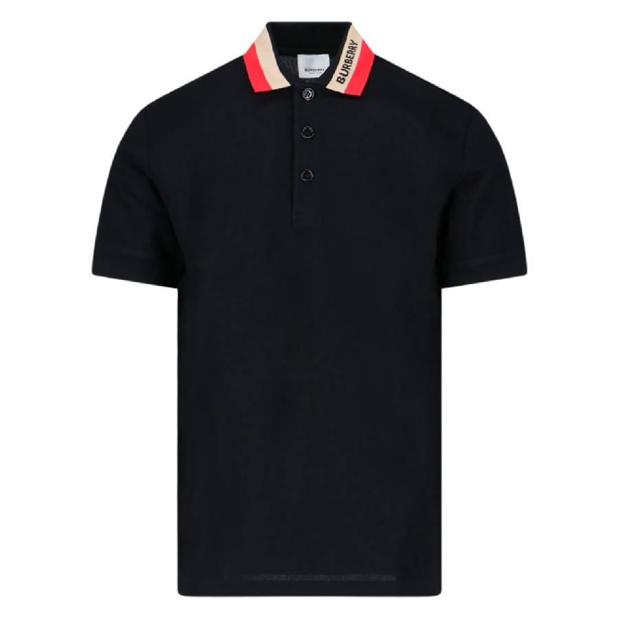 Burberry Edney Stripe Collar Cotton Polo Shirt by BURBERRY