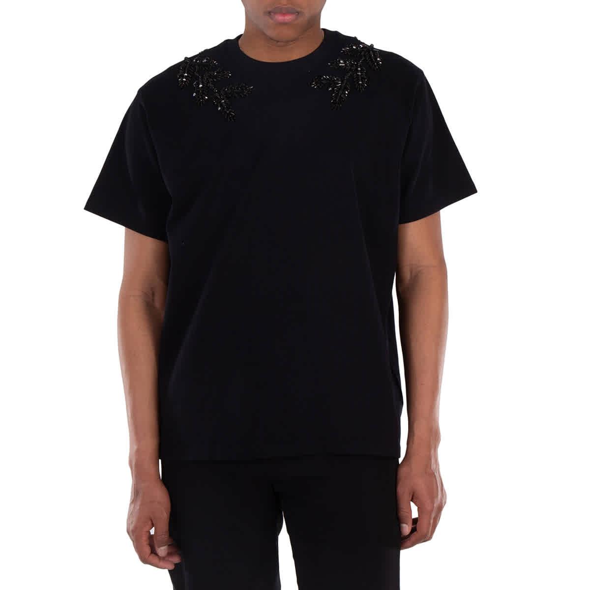 Burberry Embellished Crystal Oak Leaf Crest Cotton T-Shirt by BURBERRY