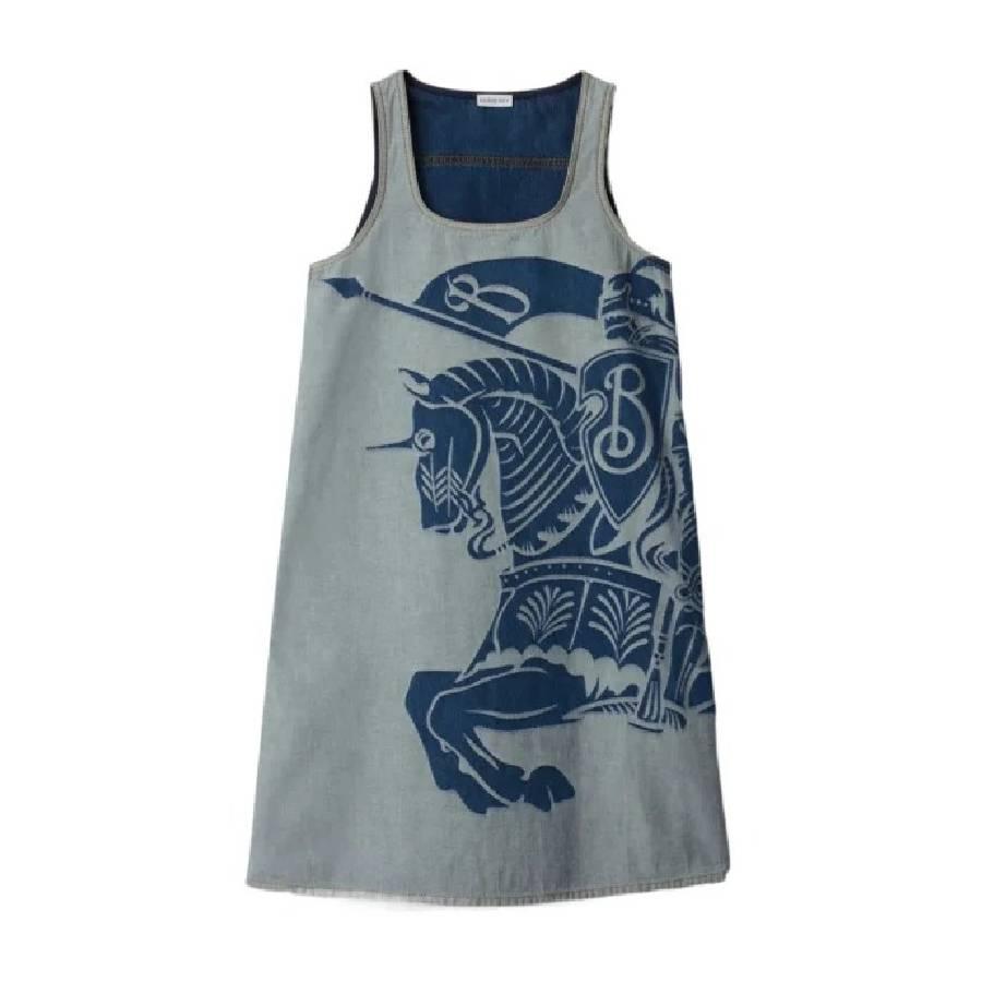 Burberry Equestrian Knight Motif Sleeveless Denim Dress by BURBERRY