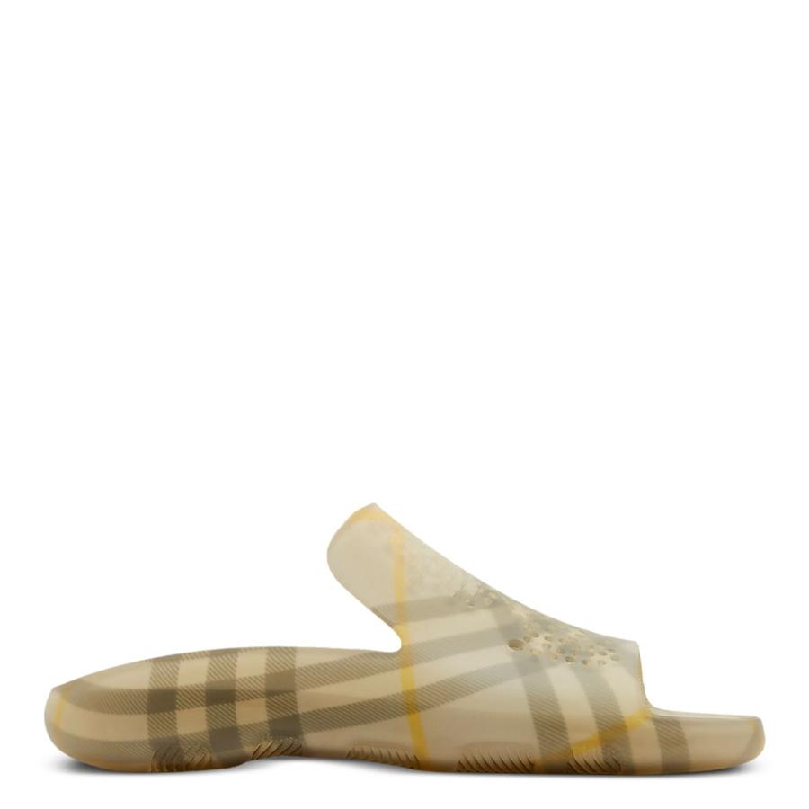 Burberry Equestrian Knight Stingray Check-Pattern Slides by BURBERRY