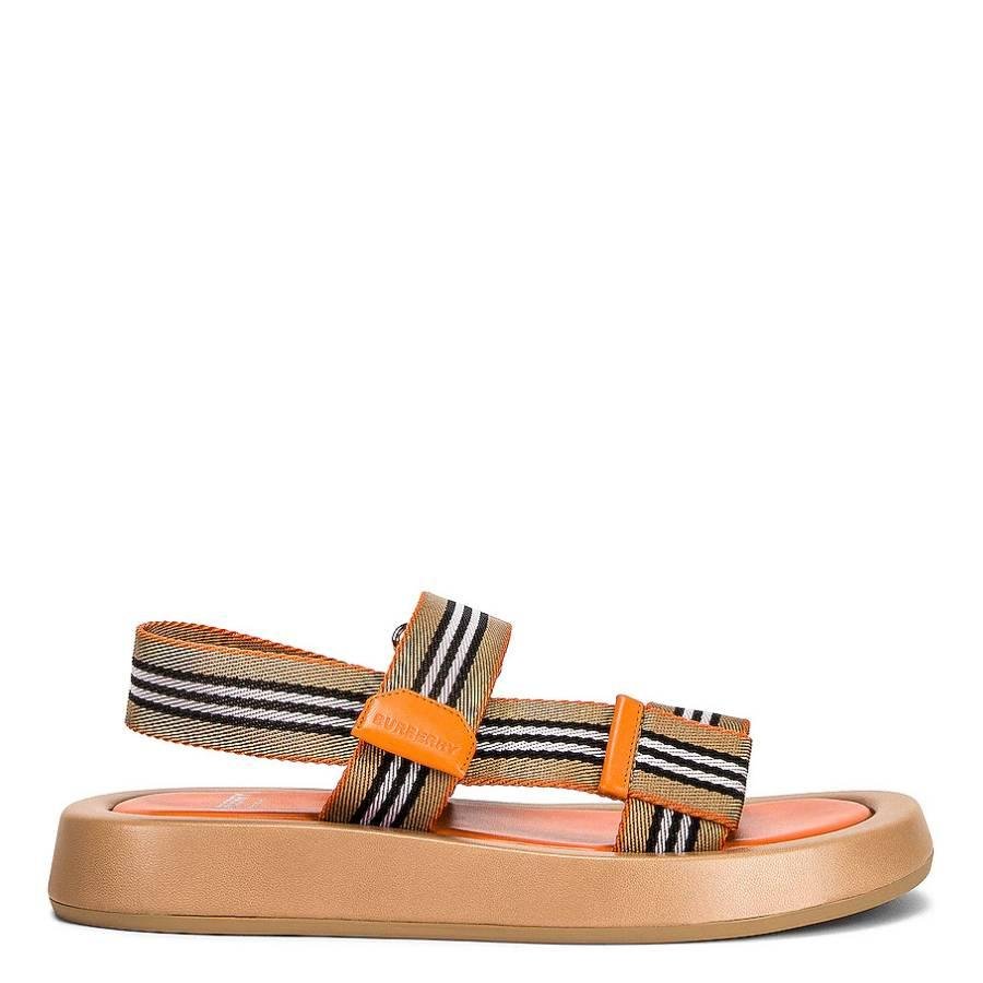Burberry Eve Sandals In Neutral Gold Honey by BURBERRY