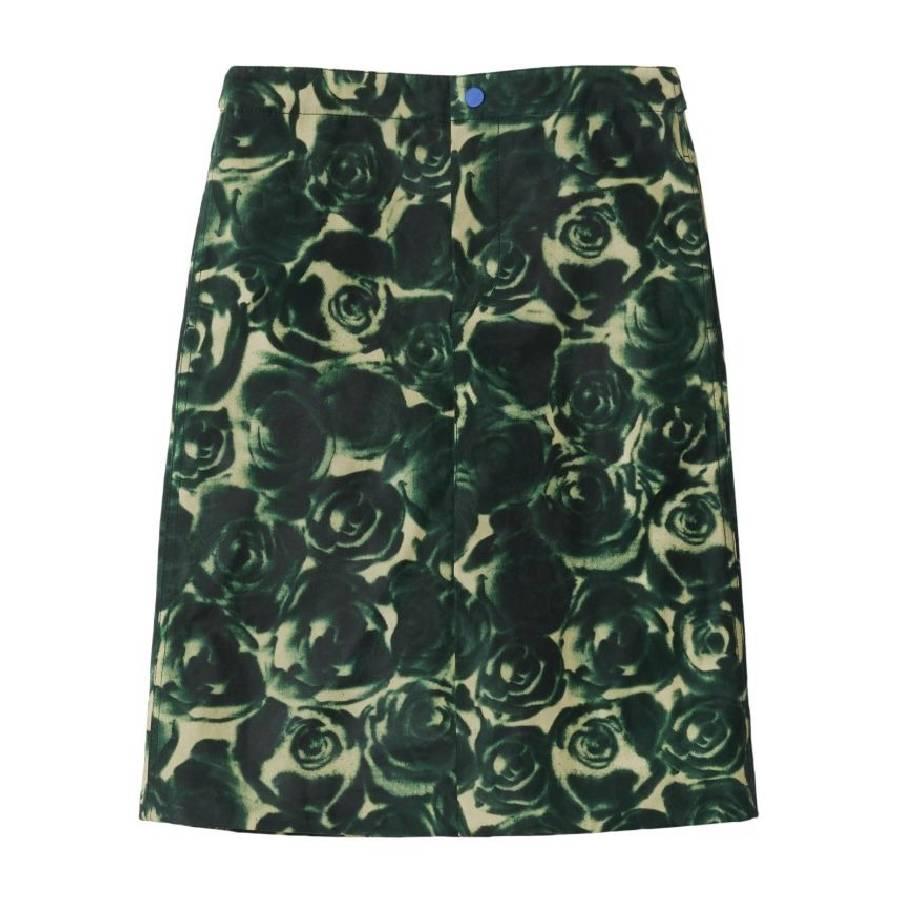 Burberry Floral Print Waxed Cotton Skirt by BURBERRY