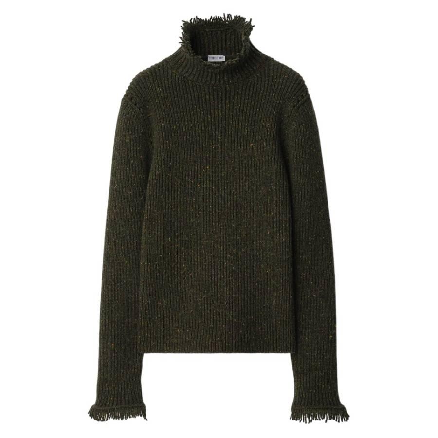 Burberry Fringed Rib-Knit Wool Sweater by BURBERRY
