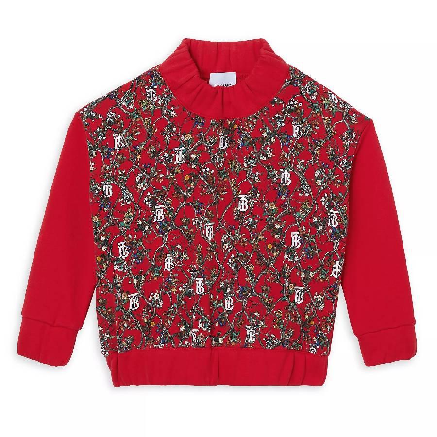 Burberry Girls Bright Red Laurice Floral-Print Sweater by BURBERRY