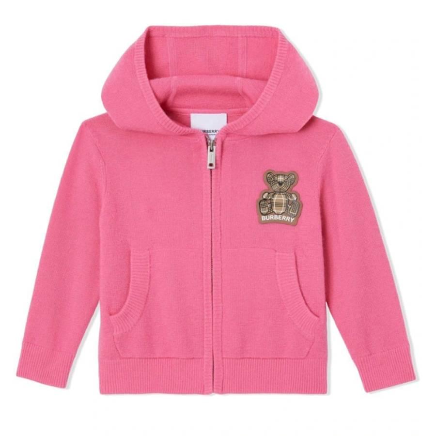 Burberry Girls Bubblegum Pink Otto Bear Cashmere Hoodie by BURBERRY