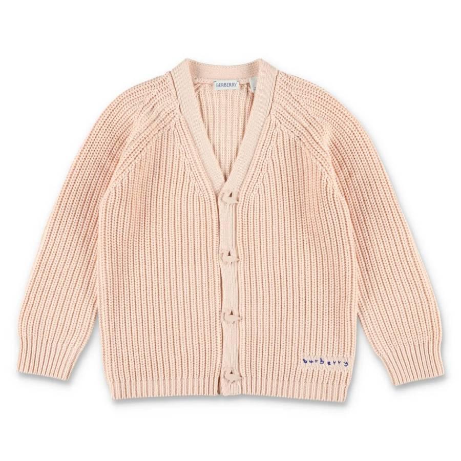 Burberry Girls Pale Cameo Chunky Knit Cardigan by BURBERRY
