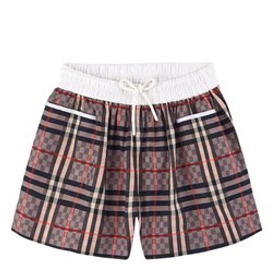 Burberry Girls Pale Rose Mini Sybil Chequerboard Cotton Shorts by BURBERRY