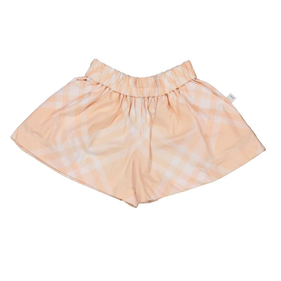 Burberry Girls Peach Cotton Check Shorts by BURBERRY
