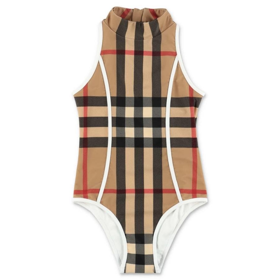 Burberry Girls Vine Exaggerated One-Piece Swimsuit In Archive Beige by BURBERRY