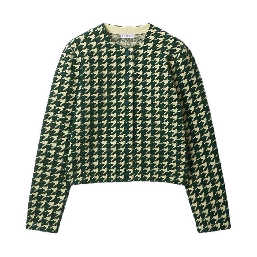 Burberry Houndstooth Cotton-Blend Cardigan by BURBERRY