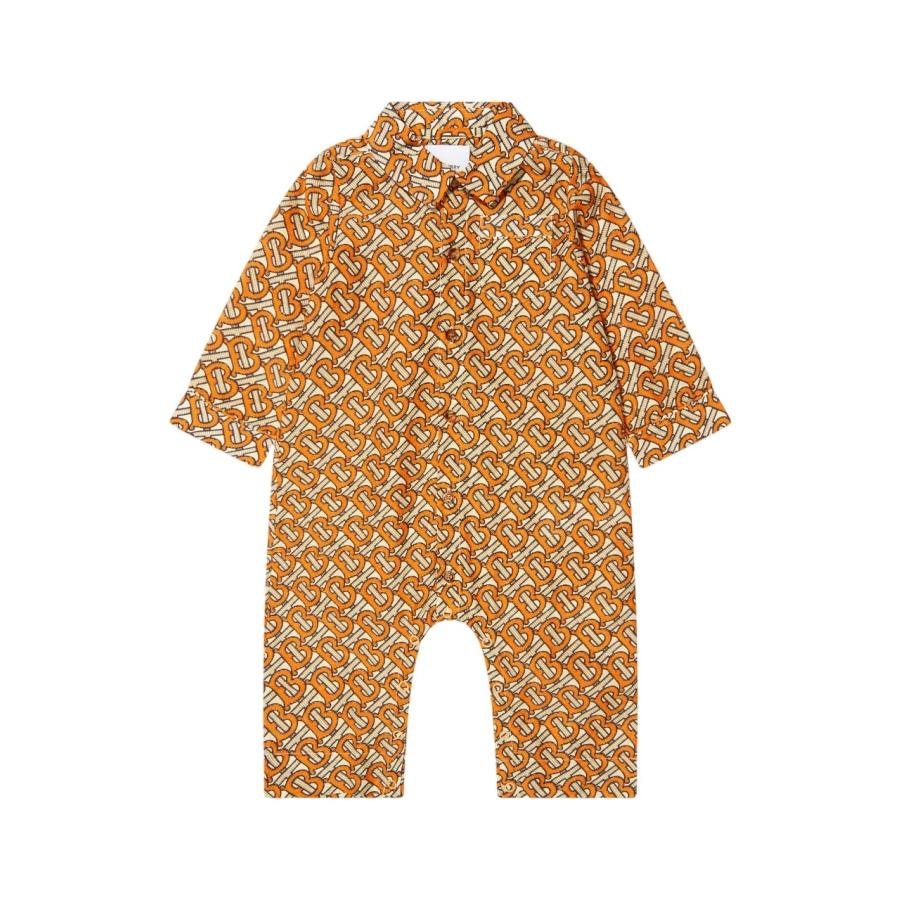 Burberry Infant Bright Orange Logo Print Overalls by BURBERRY